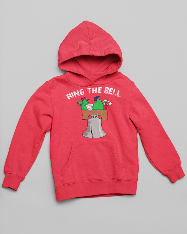 Phillies Phanatic hoodie, Ring the Bell, fan gear, MLB fashion, team spirit, sports apparel, game day, Philly pride